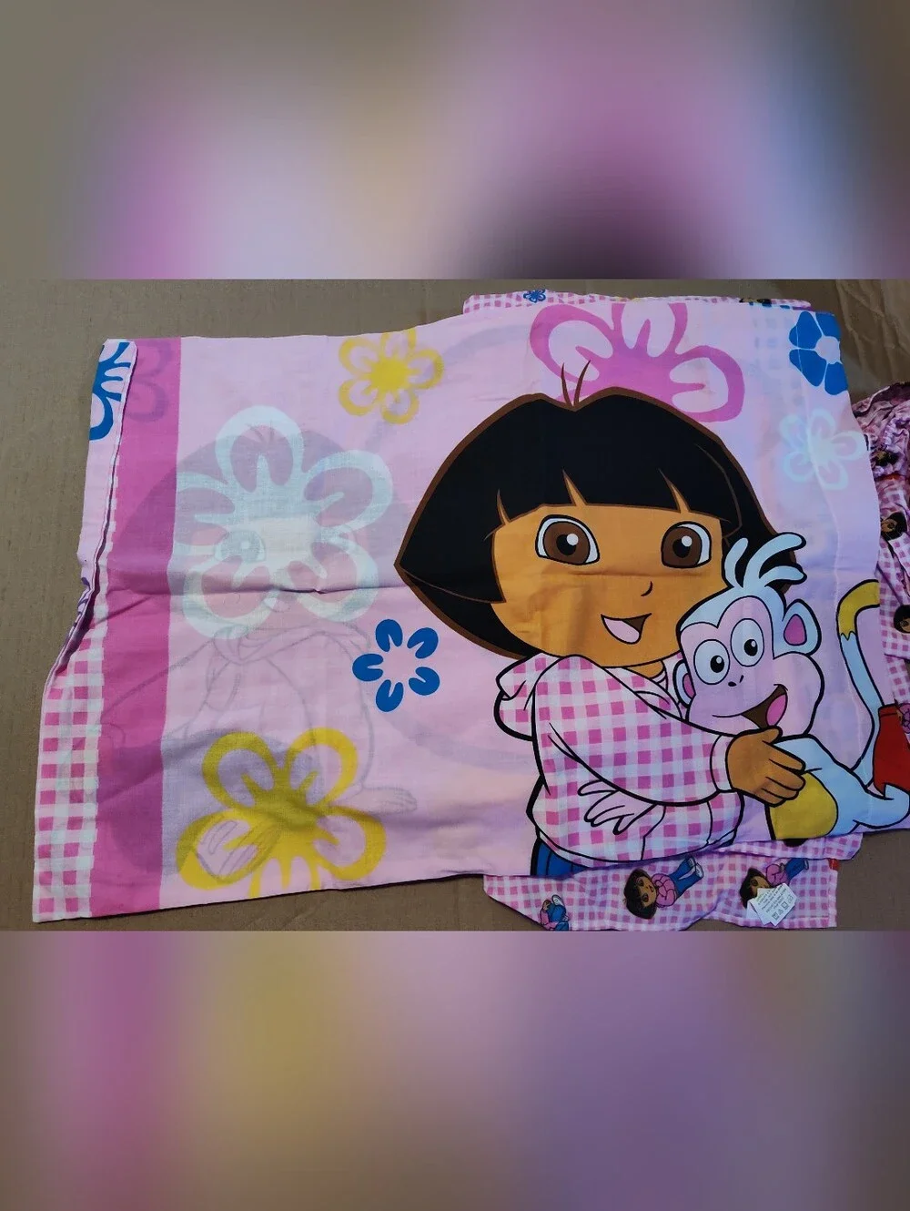 2009 Dora the explorer 3 Piece Sheet Set Twin Flat Fitted Pillowcase Nick Jr.